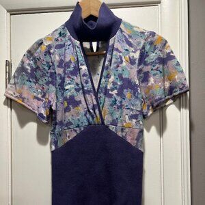 Catherine Malandrino Womens Fitted Sweater 100% Wool Sz S Multi Purple